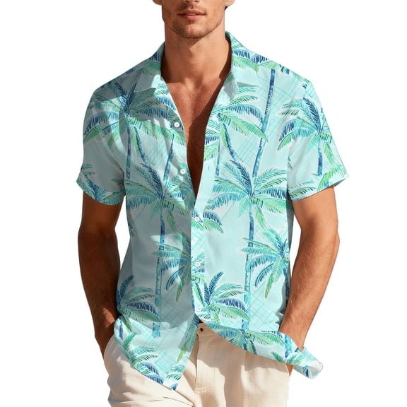 Rvwovn Unisex Adult's Floral Hawaiian Shirt - Short Sleeve Button Down Casual Tropical Summer Beach Shirt