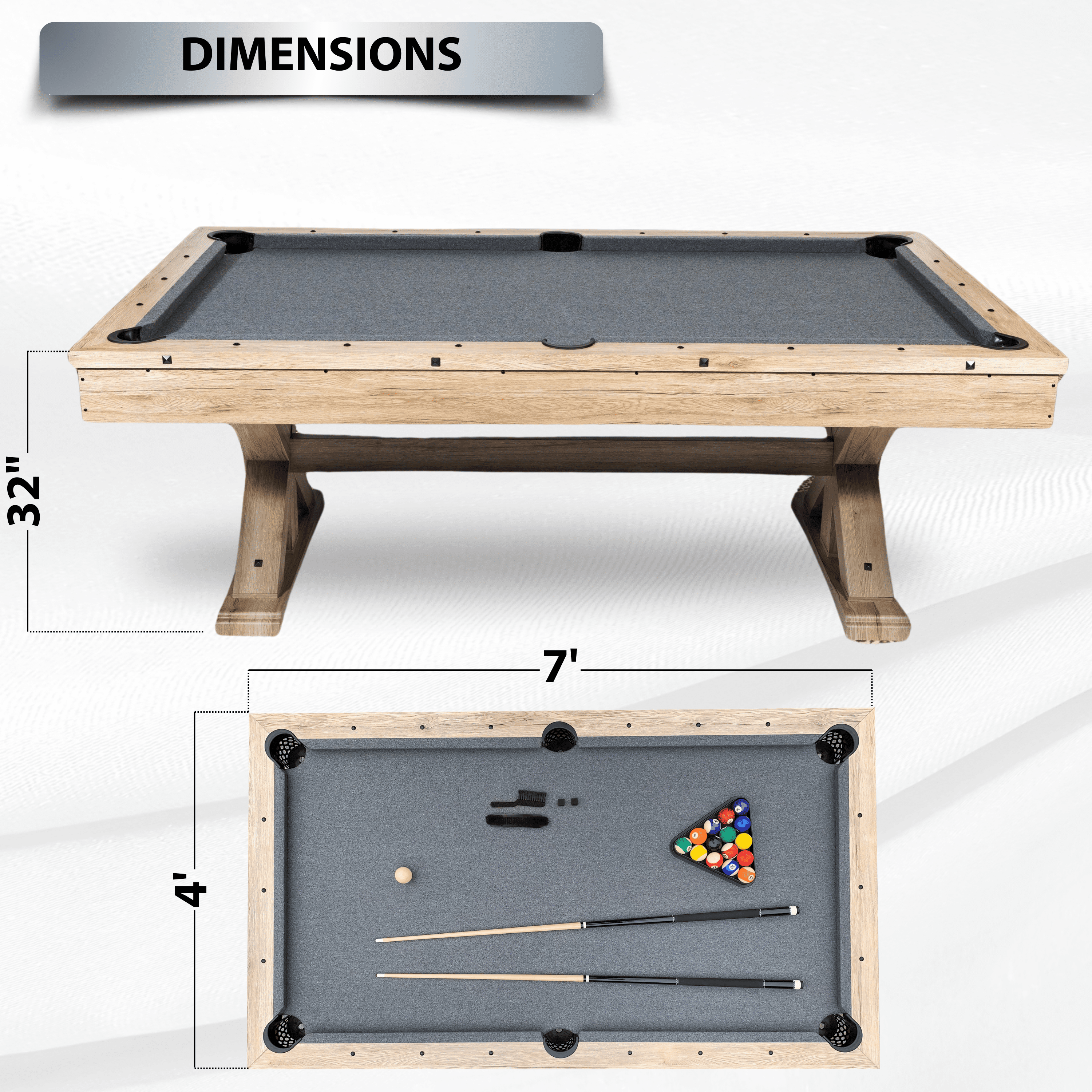 Freetime Fun 7ft 3 in 1 Multi Game Combo Pool Table with Dining and Table Tennis Tops. Dust Cover Included. - RB3010A