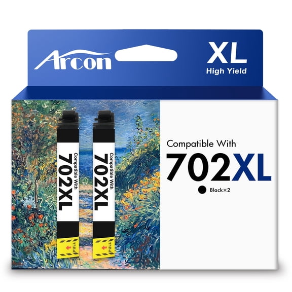702XL Ink Cartridges Replacement for Epson 702 Ink, Printer Ink 702XL Compatible for Epson Ink 702 XL for Workforce Pro WF-3720 WF-3730 WF-3733 WF-3725 (2 Pack)