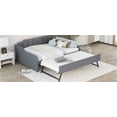 thumbnail image 5 of Kidkapers Grey Upholstered Daybed with Trundle, Bedroom Living Room Sanctuary, USB Charging Ports, Adjustable Trundle, Slat Support, No Box Spring Required, 5 of 5