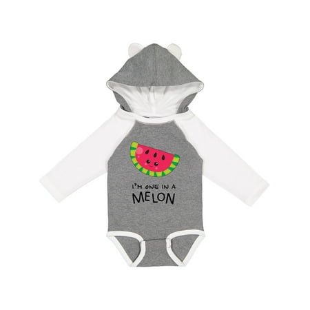 

Inktastic I m One in a Melon Watermelon Humor Boys or Girls Long Sleeve Baby Bodysuit