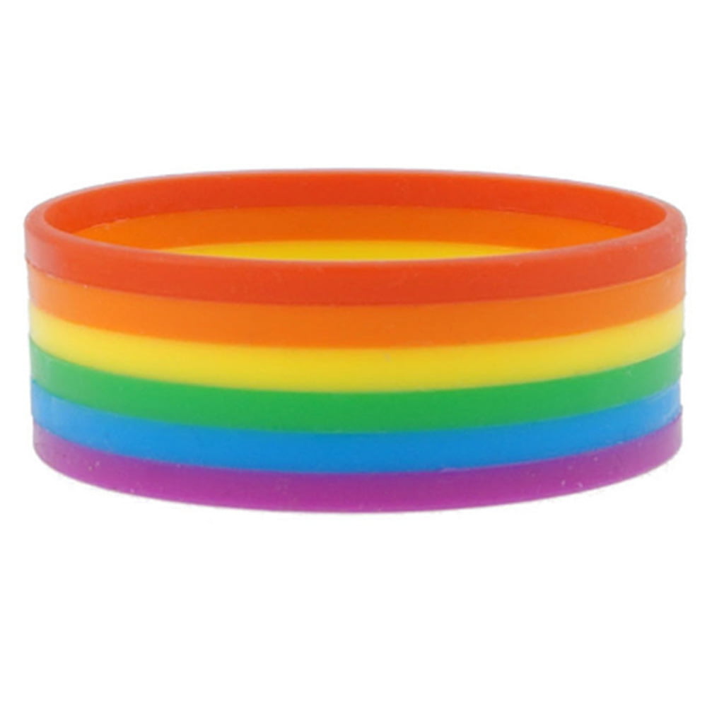 2 x Adult Unisex Gay Pride RAINBOW STRIPE SWEATBANDS Wristband Fancy Dress 