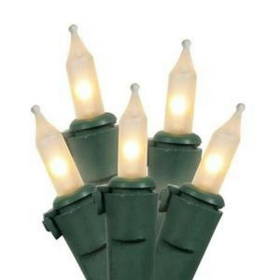 Vickerman 50 Light White Mini Light, Green Wire End Connecting Lamp Lock Set 5.5" Bulb Spacing, 23' Long