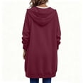 thumbnail image 6 of aohooy Long Zip Up Hoodie Women Oversized Long Sleeve Pullover Tunic Sweatshirts with Pockets Athletic Lightweight Plus Size Wine,M, 6 of 8