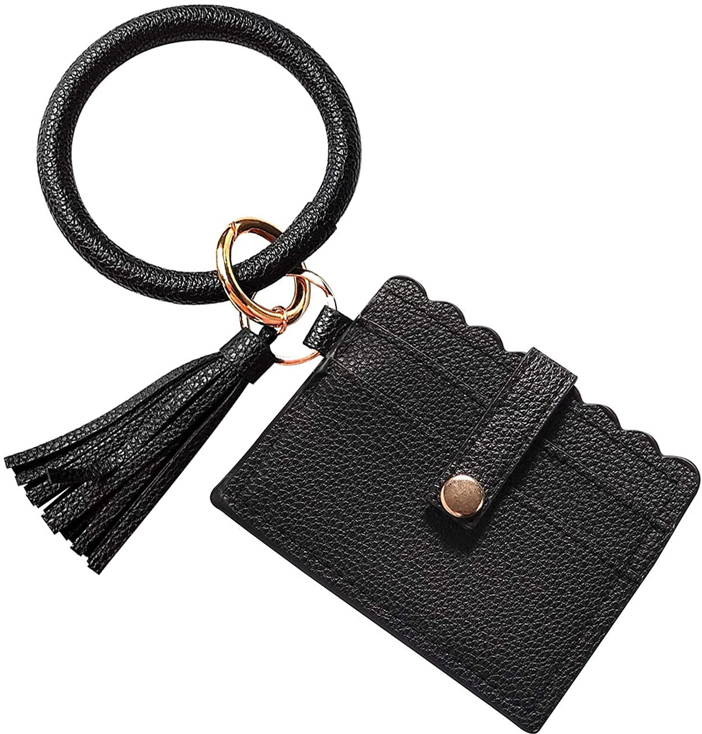 Wristlet Bracelet Keychain,With Wallet Card Holder Pocket,Bangle Key Ring  Coin P