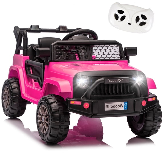 12V Kids Ride On Toy, Ride on Truck w/Parent Remote Control, Electric Toddler Ride on Car for Kids w/ Reflective Stickers, Front Anti-Collision Bar Design, LED Headlights, Bluetooth, 3 Speeds (Pink)