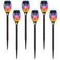 thumbnail image 1 of Lámpara parpadeante de llama Solar para decoración de jardín al aire libre, luces parpadeantes impermeables para camino de césped, Patio, 5 colores, 12/96LED, 1/2/4/6/8 piezas, 1 of 4