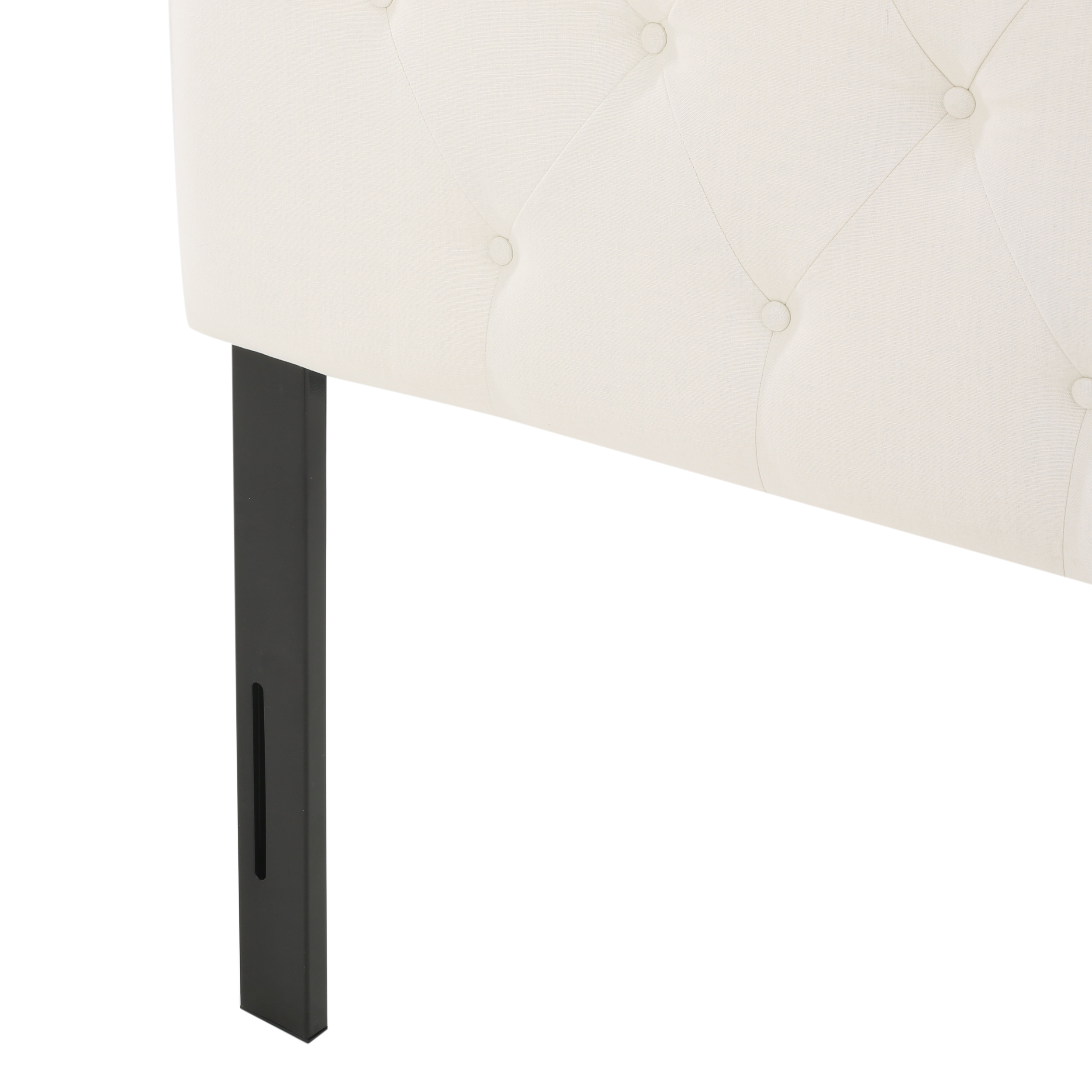 Noble House Farah Queen Tufted Fabric Full Headboard, Ivory