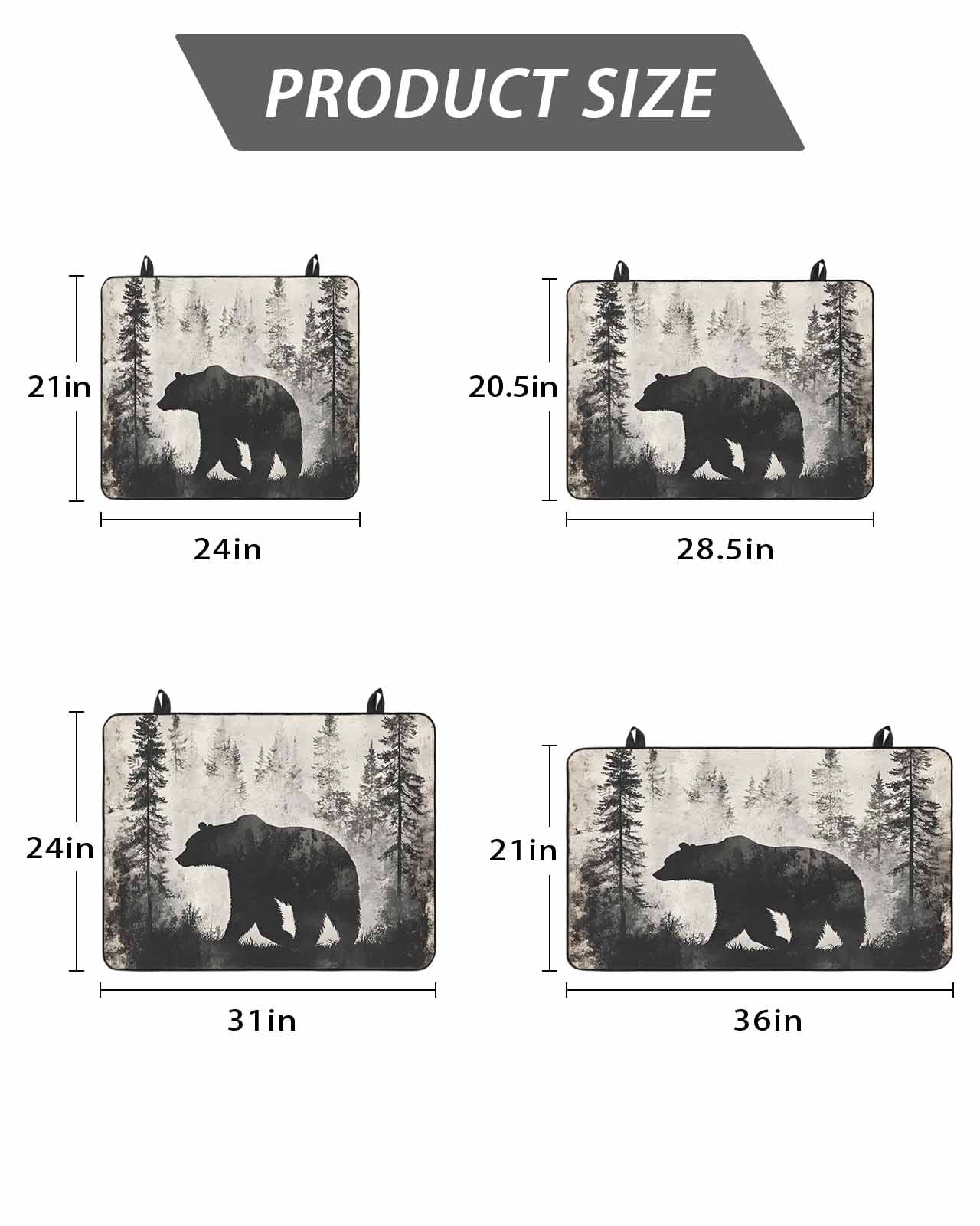 Stove Top Covers for Electric Stove, Brown Bear Glass Stovetop Cover Protector, Retro Forest Nature Tree Silhouette Mountain Induction Cooktop Protector Oven Mat for Kitchen Countertop 24"x21"