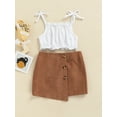 thumbnail image 3 of Mialoley Children Girls’ Short Skirt Suits Solid Color Lace Sling Short Tops Summer Mini Skirt, 3 of 9