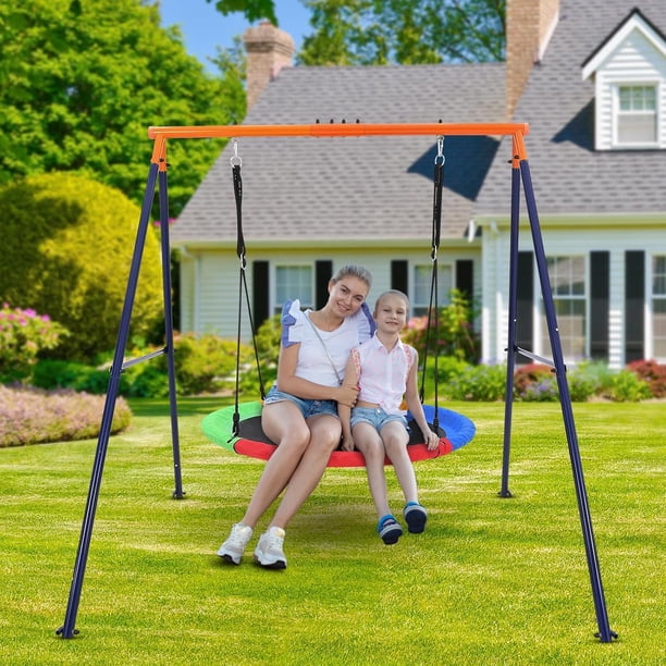 Yeshouse Columpio de exterior para niños: columpio resistente de 200 kg con cuerdas ajustables y estructura metálica resistente para patio, parque o área de juegos