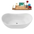 thumbnail image 5 of 66" Streamline G-81-316-WH Soaking Glossy White Freestanding Tub and Tray With Internal Drain in Glossy White, 5 of 18