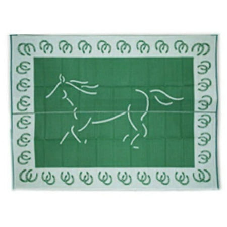 Patio Mats 085 9' x 12' Running Horse Green Reversible Patio Mat