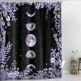 thumbnail image 2 of Moon Phase Shower Curtain, Aesthetic Purple Moon Moonlit Celestial Night Garden Plants Herbs Botanical Floral Sky Gothic Bathroom Decor Bath Curtain 12 Hooks Fabric Polyester Washable, Boho Curtains, 2 of 6