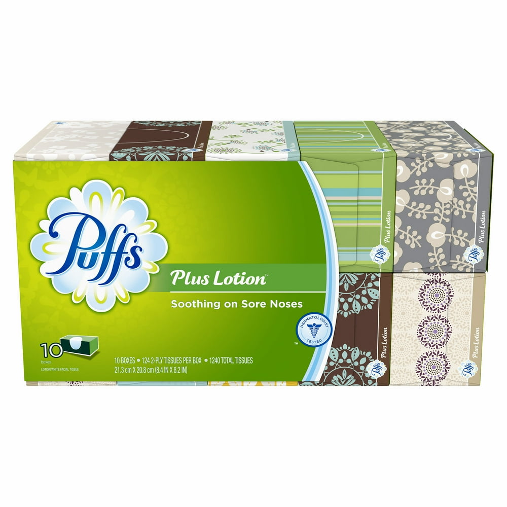 Puffs Plus Lotion 124Sheet Facial Tissues, 10 pk.