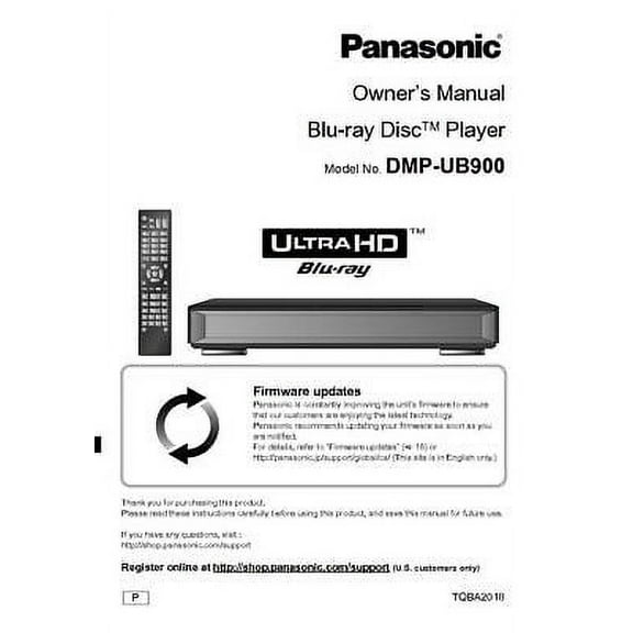 Instruction Manual ONLY for Panasonic DMP-UB900 Blu-ray Player Owners Instruction Manual REPRINT