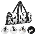 thumbnail image 5 of Xecao Black Rabbit print Round Travel Duffel Bag is a foldable gym bag with an inner pocket, perfect for travel sports, 5 of 8