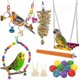 thumbnail image 1 of 12 paquetes de juguetes para masticar columpio de pájaro loro-juguetes colgantes de jaula de pájaros de campana adecuados, 1 of 5