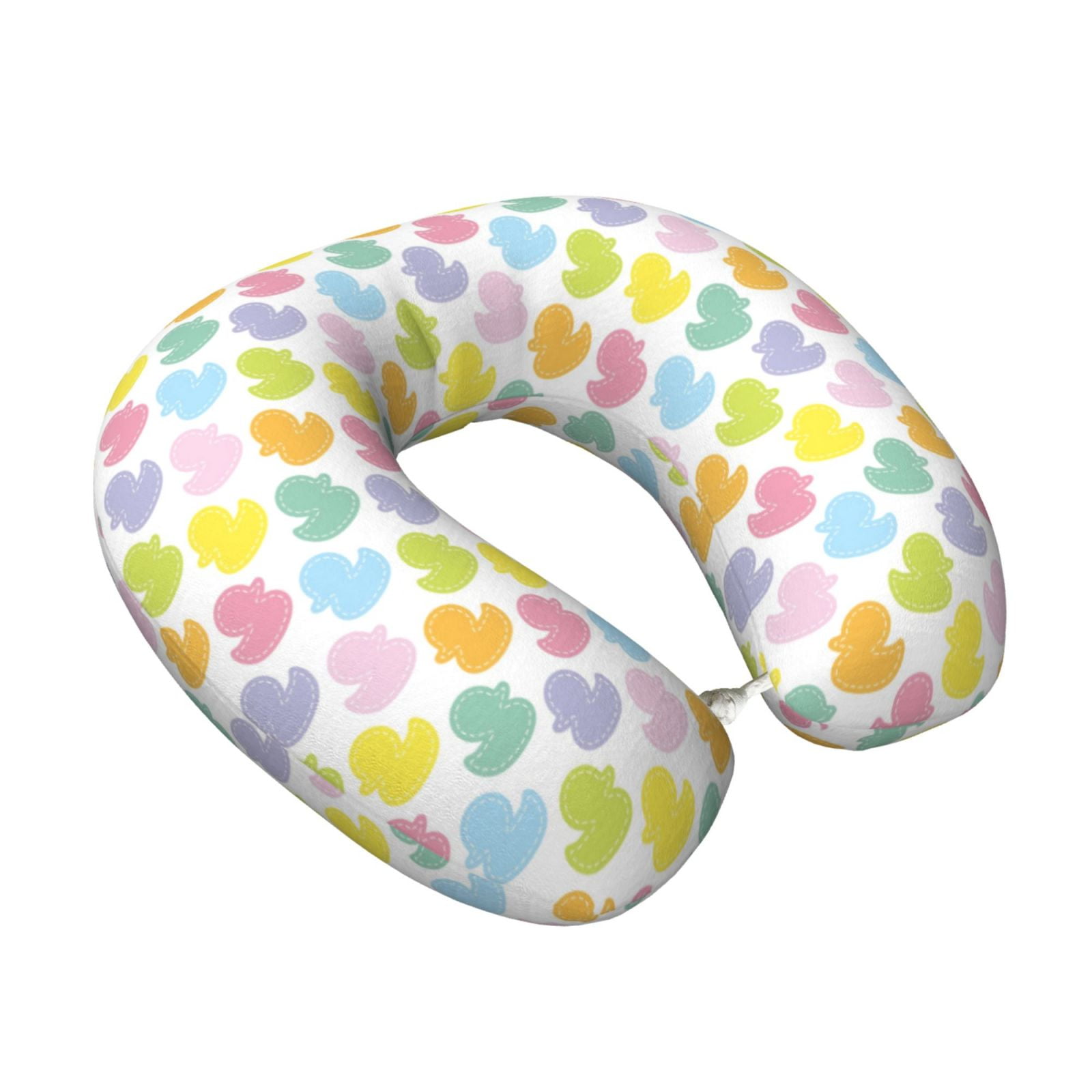 Xecao Colorful Rubber Duck Print Memory Foam Cervical Neck Pillow Versatile U-Shaped Pillows for Home,Office,Camping,Travelling,Soft Washable Cover