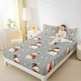 thumbnail image 4 of jejeloiu Kawaii Christmas Rsnowmen Queen Sheet Sets,Merry Xmas Flat Sheet,Happy New Year Queen Fitted Sheet For Girls,Microfiber Bedroom Decor,4-Piece, 4 of 7