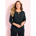 thumbnail image 2 of Catherines Women's Plus Size Suprema 3/4 Sleeve V-Neck Cutout Tee, 2 of 3