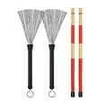 thumbnail image 2 of Juego De Baquetas De Tambor Cepillos De Alambre De Tambor Cepillos Retráctiles Varillas Rojas Bolsa De Almacenamiento De Baquetas De Tambor Para Amantes De La Música Acústica De Jazz Yuarrent EL010451-00, 2 of 6