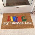 thumbnail image 4 of Clearance Warehouse "LIVING My Blessed Life" Welcome Decor Doormat Thick Doormat Non-Slip Entrance Door Rugs Natural Door Mat - Easy to Clean for Outside Entry, Garage, High Traffic Area 16x24IN, 4 of 4