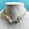 thumbnail image 4 of Jierger Necklace Bat Necklace Earrings Set Vintage Gothic Necklace Earrings Cubic Zirconia Inverted Bat Festive Funny Animal Necklace Animal for Halloween Christmas Valentine Party Birthday Gift, 4 of 9