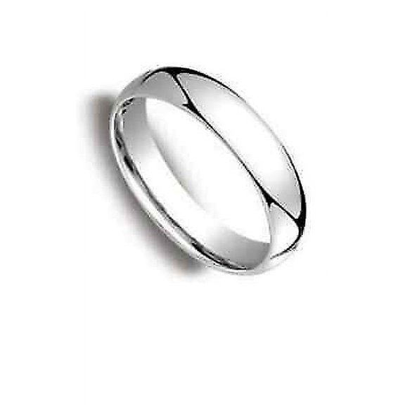 Mens Women Solid 14K White Gold Plain Wedding Ring Band Comfort Fit 5MM Size 6