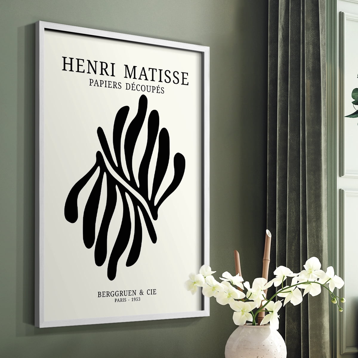 Matisse CDIX in White Solid Wood Framed Print No Nail Hanging