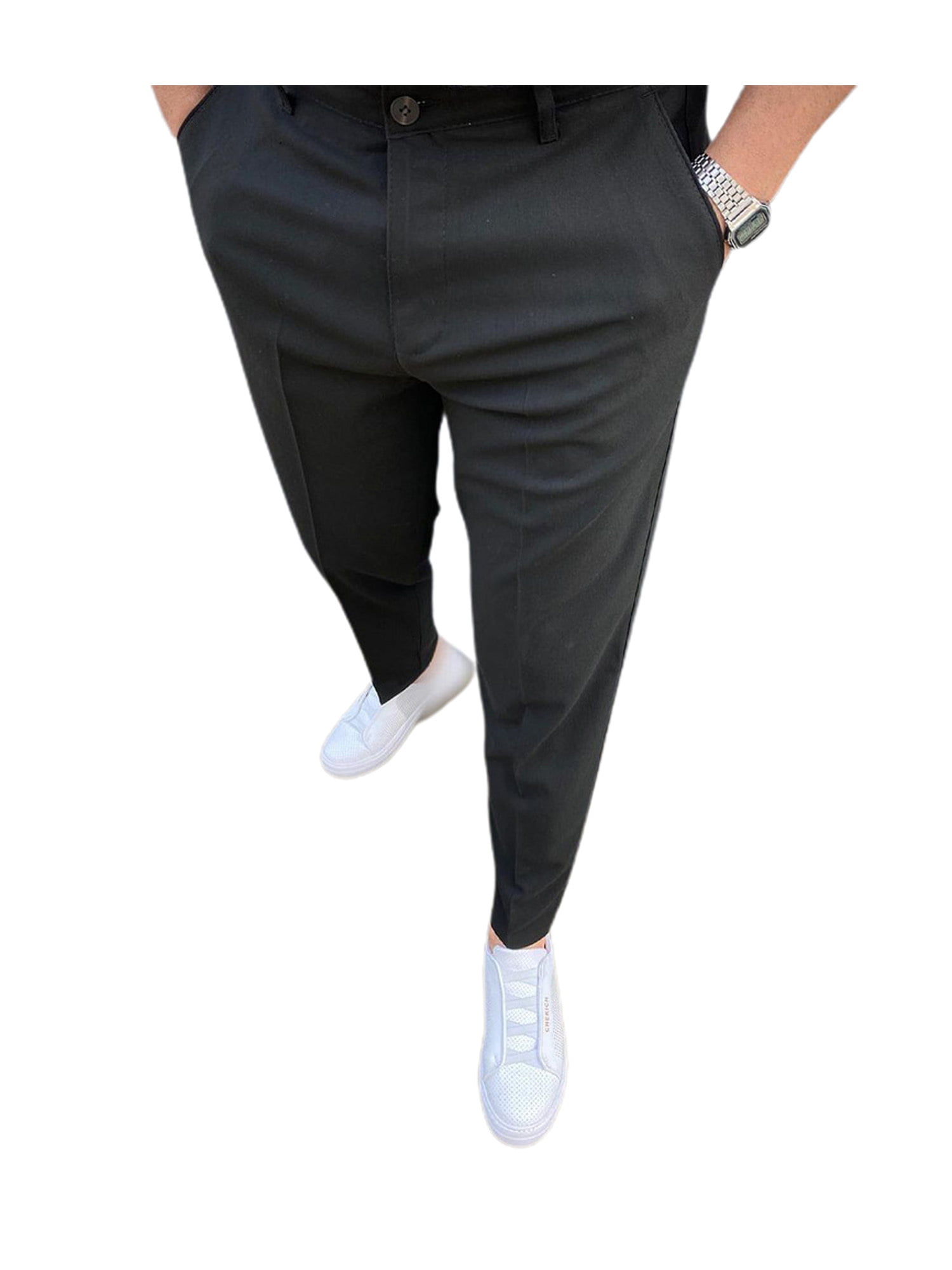 Man Formal Business Chinos Pants Pencil Casual Trousers Straight Solid Bottoms 