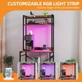 thumbnail image 5 of Craftian 3D Printer Storage Stand with LED Lights, Kitchen Bakers Rack with Charging Station, Brown, 5 of 8