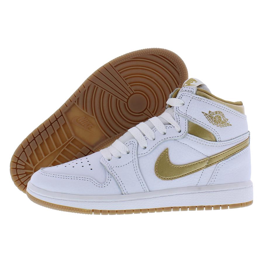 Nike Air Jordan 1 Retro High OG PS Boys Shoes Size 11, Color: White/Metallic Gold