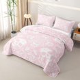thumbnail image 3 of Castle Fairy Gothic Skull Bed Spread Queen,Boho Floral Damask Queen Coverlet Set,Blush Pink, 3 of 7