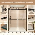 thumbnail image 3 of ExRoll-P Allsumhome 56"-60"W x 76"H Matte Black Sliding Bathroom Door with 10mm Tempered Glass and Easy Clean Coat, 3 of 24