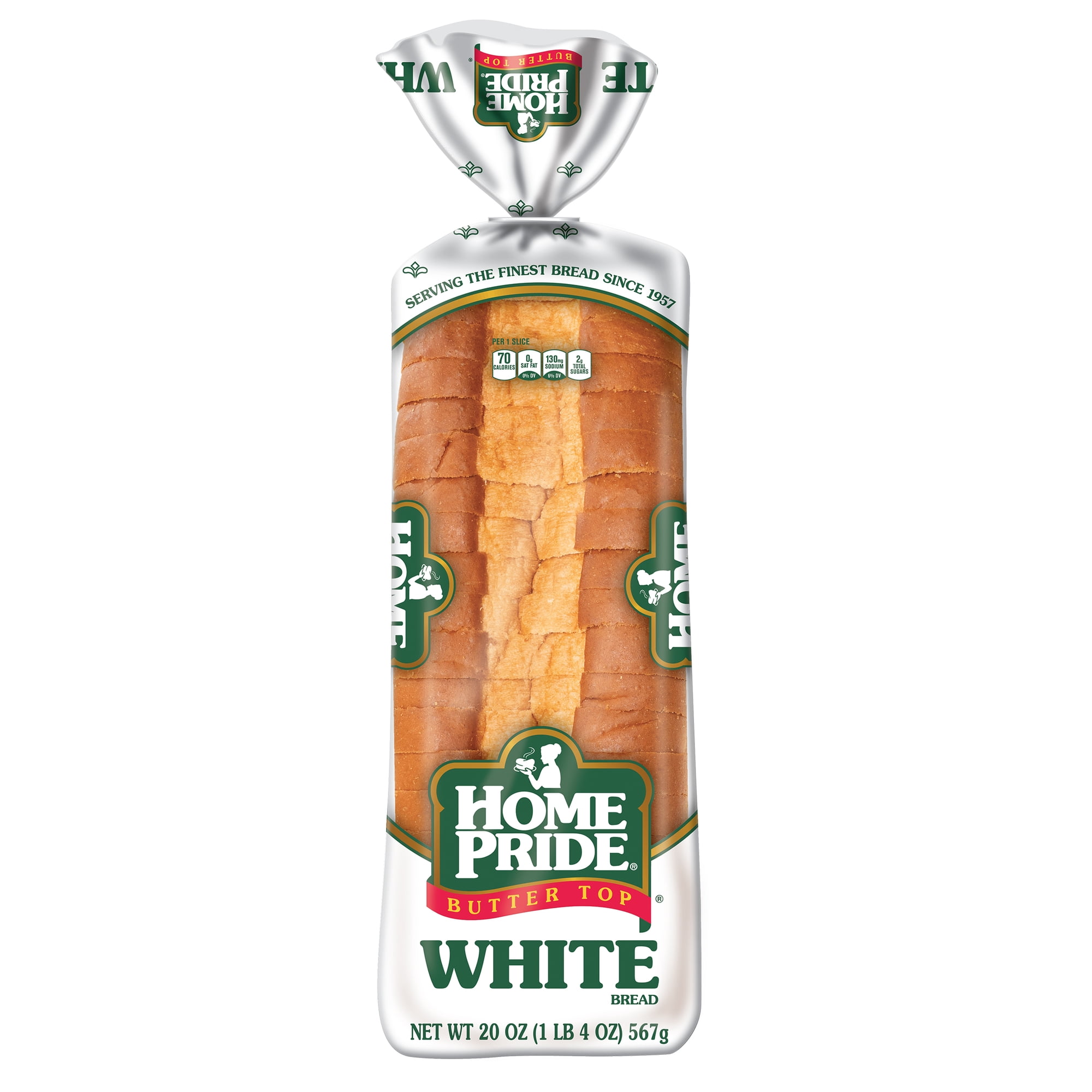 Home Pride Butter Top Enriched White Bread, Sliced Sandwich Bread, 20 oz, Shelf-Stable