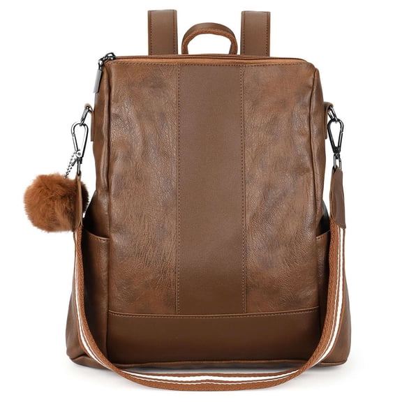 BadPiggies Women PU Leather Backpack Purse Anti-theft Travel Shoulder Bag Casual Satchel Bags (Brown)