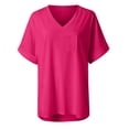 thumbnail image 5 of Giftesty Women's Gradient Solid Blouse V-Neck Short Sleeve Loose T-Shirt Pockets Tops, 5 of 6