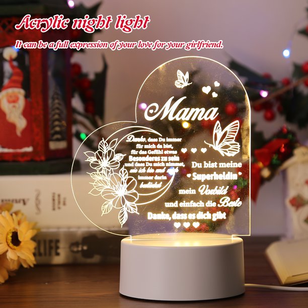 Lámpara USB Mesita de noche Luces DIY Acrílico Alemán Redacción Nightlight Regalos de boda