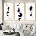 thumbnail image 1 of Designart "Monochromatic Symphony Subtle Ink IV" Abstract Painting Framed Wall Art Set Of 3 - Black Modern Frame Gallery Wall Set For Home Decor, 1 of 6