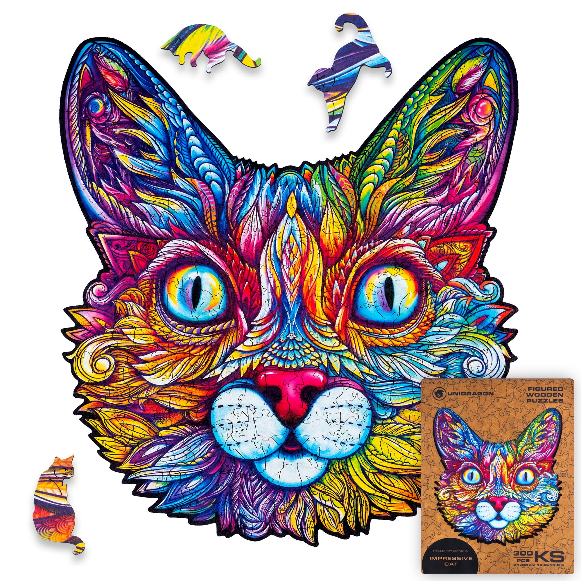 UNIDRAGON Impressive Cat Wooden Jigsaw Puzzle KS 300 Pieces