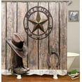 thumbnail image 3 of 4PCS/Set Vintage USA Flag Western Texas Star Shower Curtain set, Primitive Rustic Country Farmhouse Beige Wood Board Patriotic Bathroom Decor, Non-slip Bath Rugs Toilet Carpet, Berry Wreath, 3 of 7