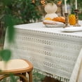 thumbnail image 3 of Boho Handmade Crochet Tablecloth with Tassels Farmhouse Wedding Tablecloth Table Cloth for Kitchen Dinning Decor, 3 of 6