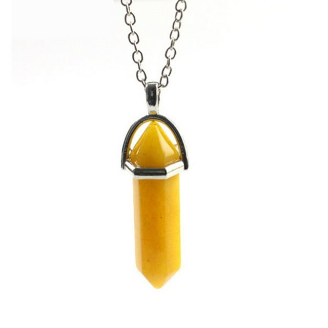 yingyy Hexagon Column Charm Exquisite Gifts Hanging Pendants Crystal Necklace Bracelet Earring Keychains Decorations Yellow 1Set