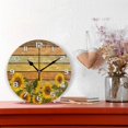 thumbnail image 2 of GZHJMY Stylish Beautiful Sunflowers Round PVC Wall Clock Battery Operated Non Ticking, Vintage Wood Print Silent Clock for Farmhouse School Home Decorative, 2 of 7