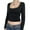 Black, variant on Elippeo Women Lace Trim Short T-Shirts U-Neck Long Sleeve Shirts Spring Fall Slim Fit Tops Streetwear