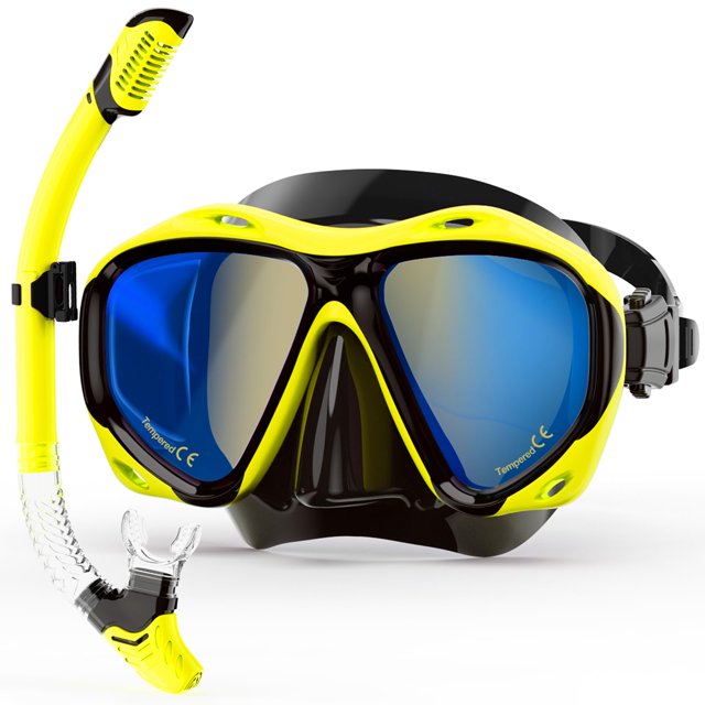 Equipo de Snorkel MELUMILU Set de Snorkel Seco para Adultos (Amarillo)