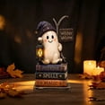 thumbnail image 6 of Ghost on Books Figurine Halloween Resin Village Decoration with Witches Welcome Sign Tabletop Mantel Shelf Indoor Fall Decor C, 6 of 6