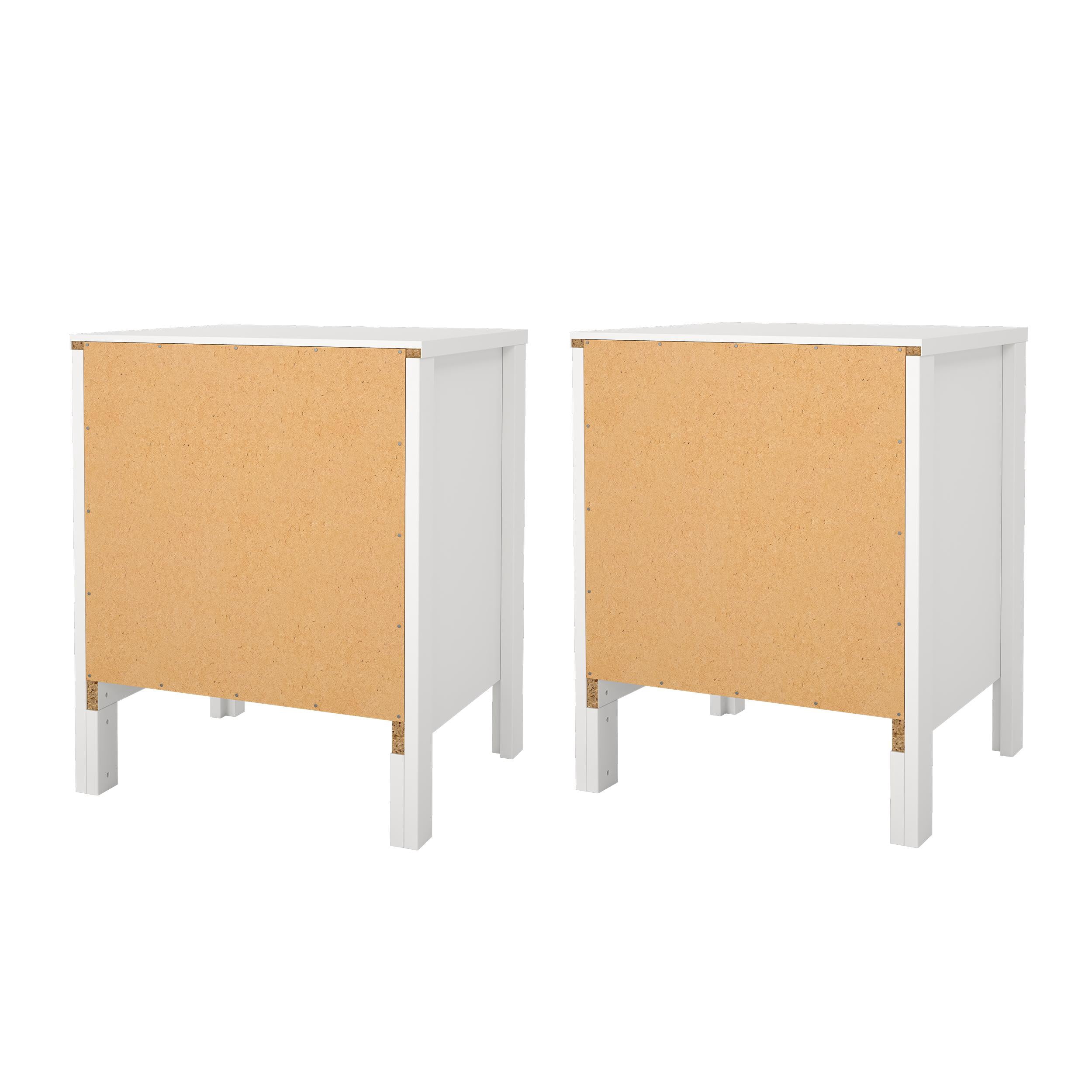 Tvilum Madrid 2 Drawer White Nightstand - Set of 2