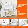 thumbnail image 2 of HomGarden 3-Tier Narrow MDF Console Table W/Drawer & Shelves, Modern Sofa Entryway Table, White, 2 of 11